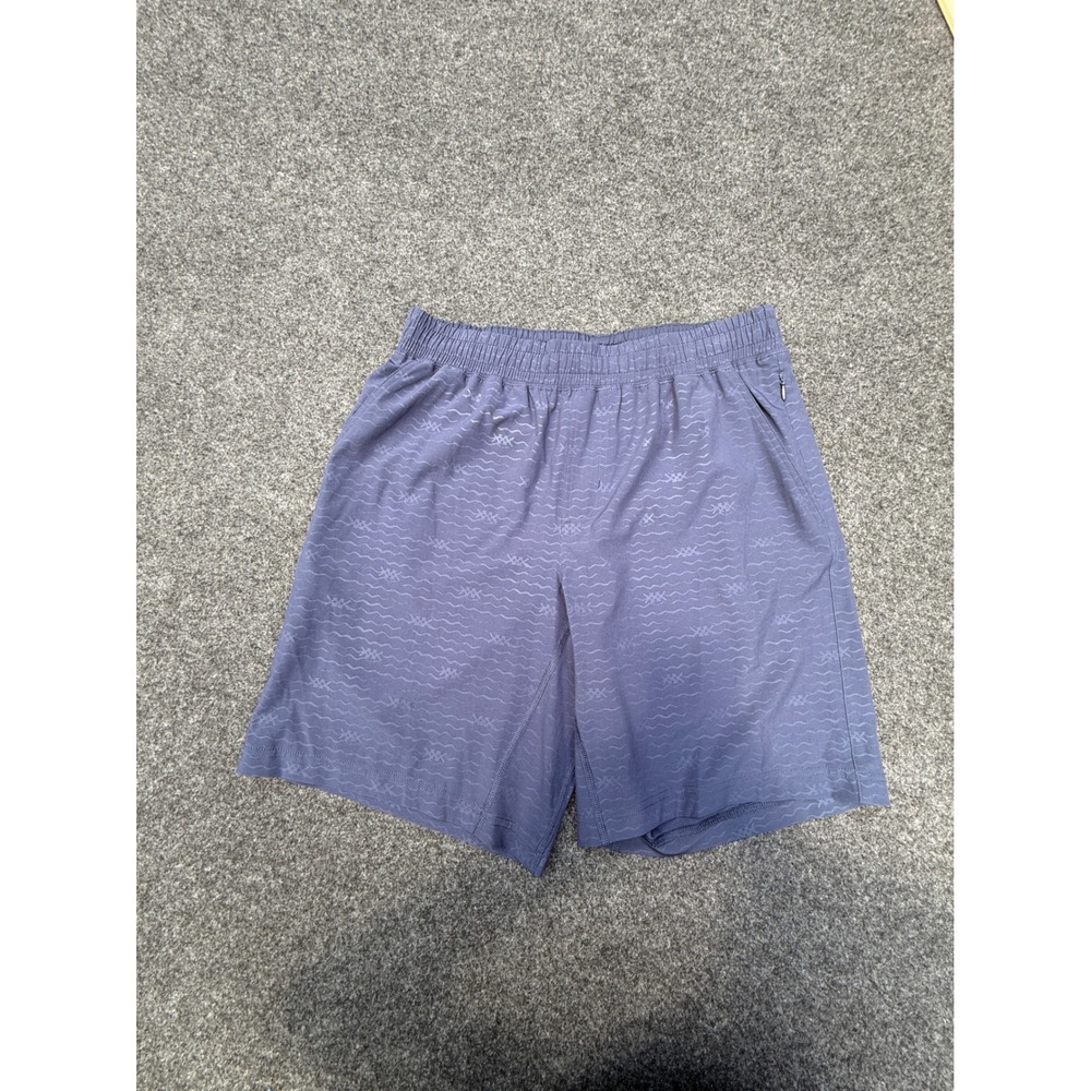 Rhône Athletic Shorts Mens Medium Navy Blue Wave Pattern Gym